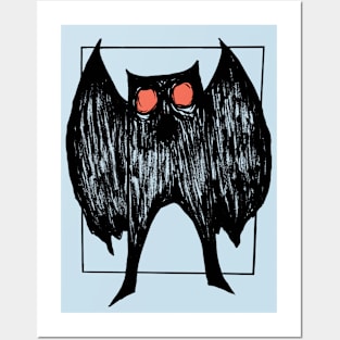 Mothman (blue background) Posters and Art